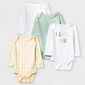 Brand New 6-9 months long sleeve Baby 4pk 'ABC' - Cloud Island Mint/Yellow/White